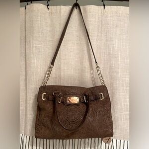 Michael Kors Embossed snake print Hand Bag/satchel, 3 large compartments